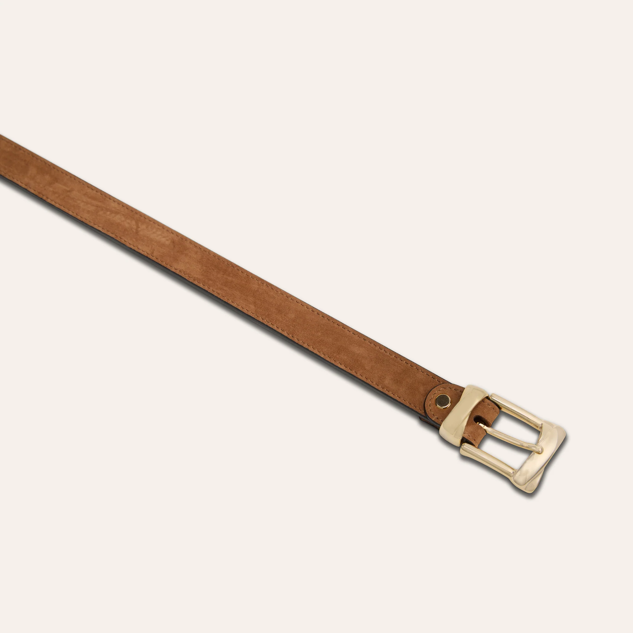 Belt - Gold Buckle Twist Amaretto Suede - Image 3