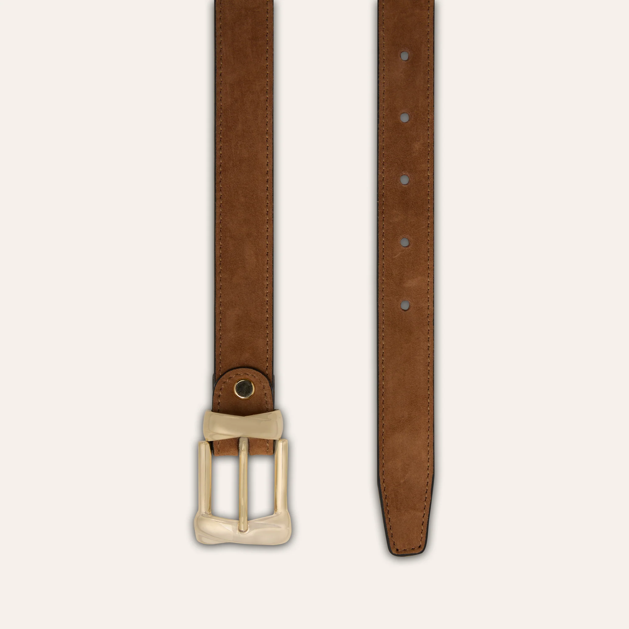 Belt - Gold Buckle Twist Amaretto Suede - Image 4