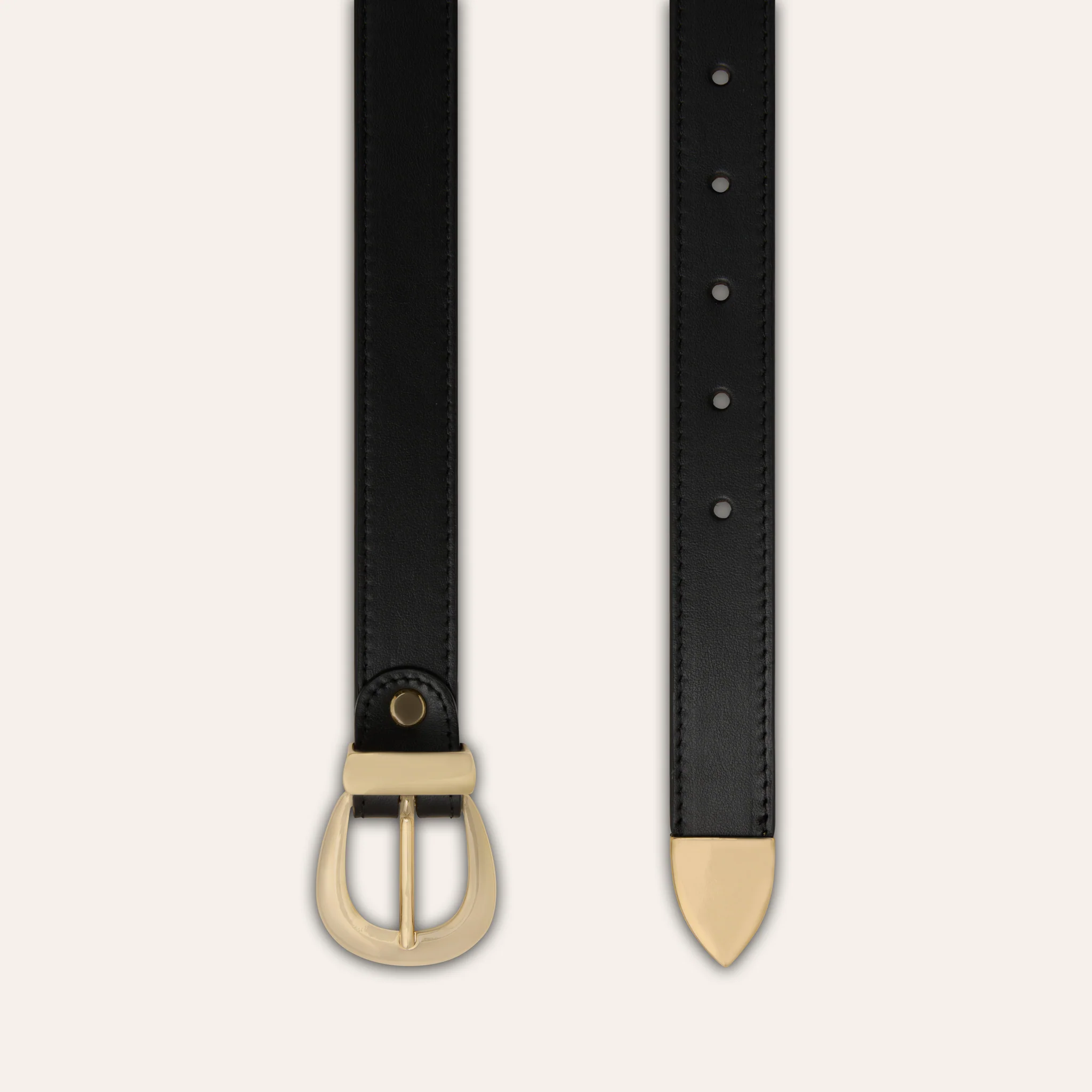 Belt - Gold Buckle Black Leather - Image 3