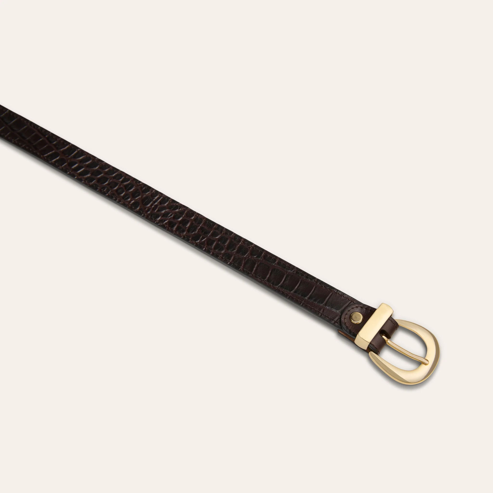 Belt - Gold Buckle Chocolate Croc - Image 2