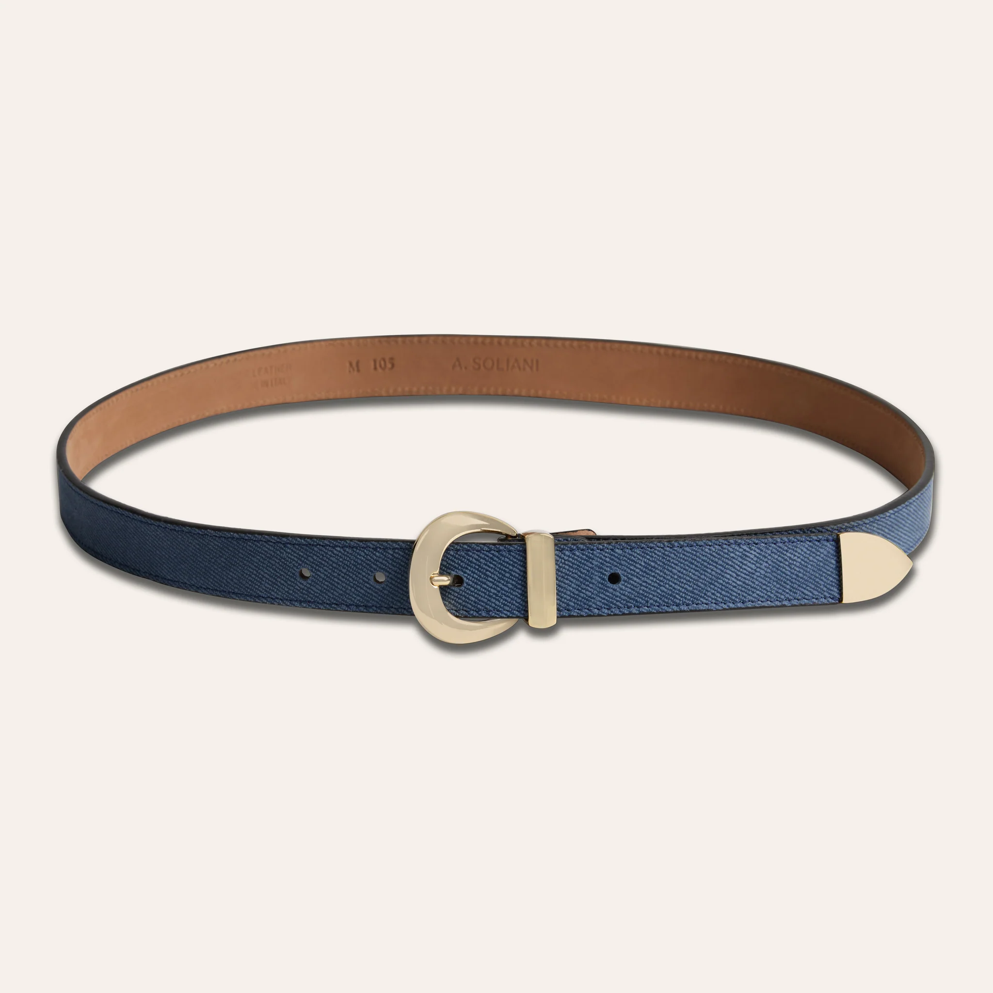 Belt - Gold Buckle Dark Denim