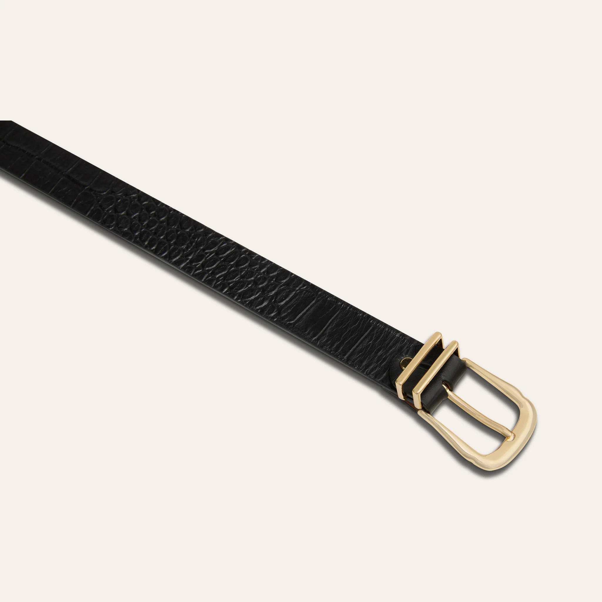 Belt - Gold Buckle Double Keeper Black Croc - Image 3