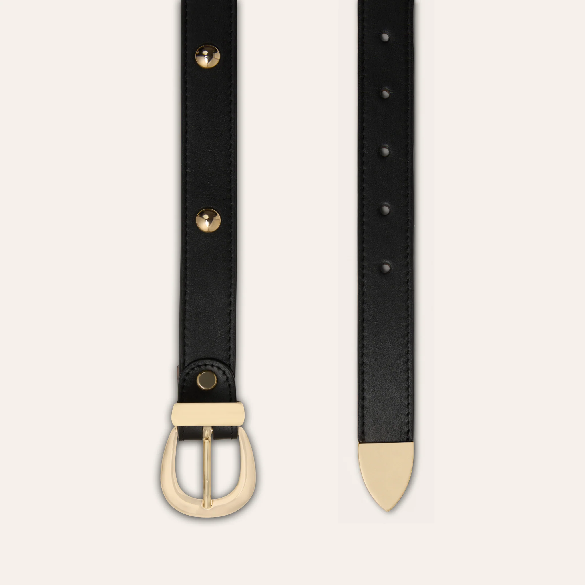 Belt - Gold Buckle Studded Black - Image 4