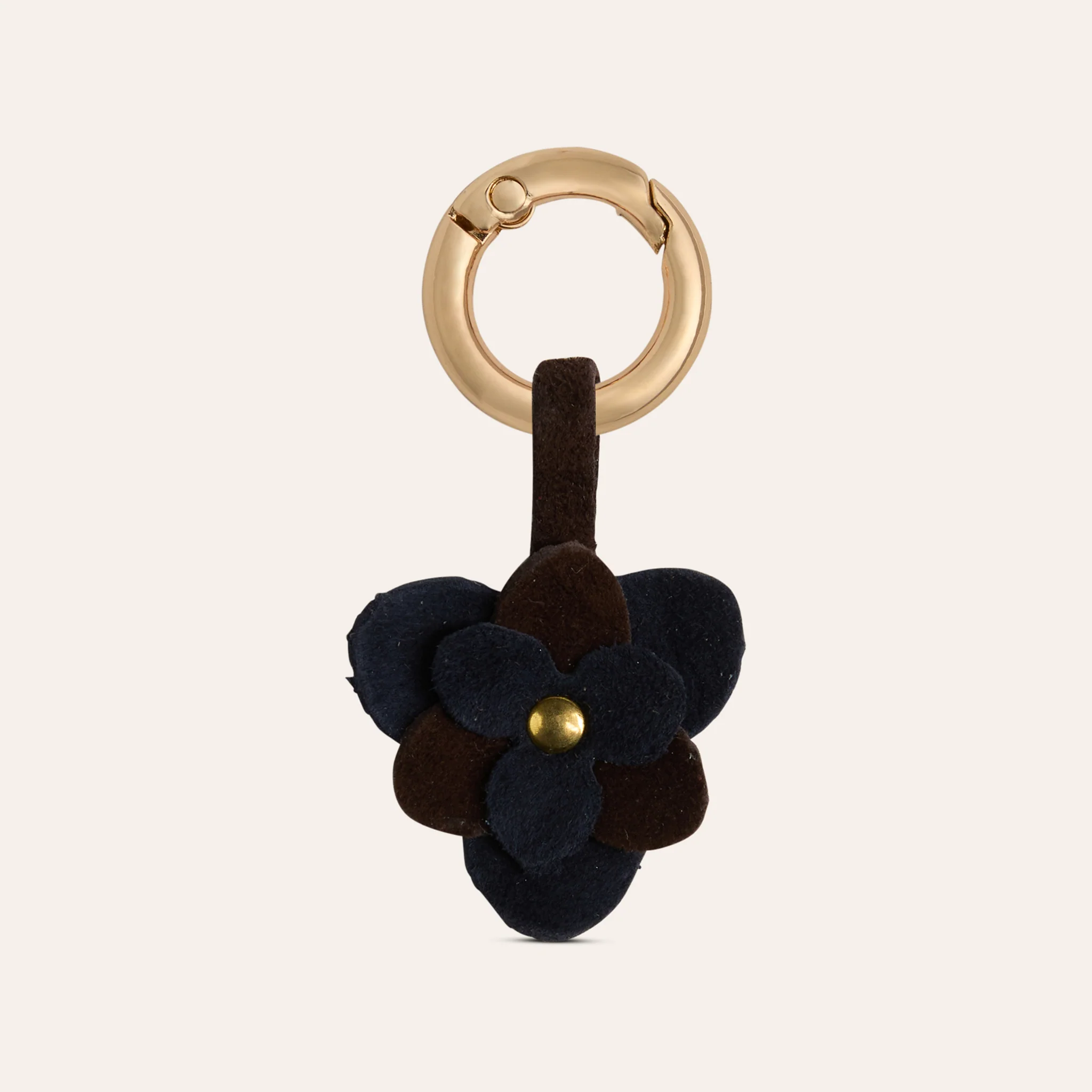 Flower Shoe Charm - Chocolate/Black Suede