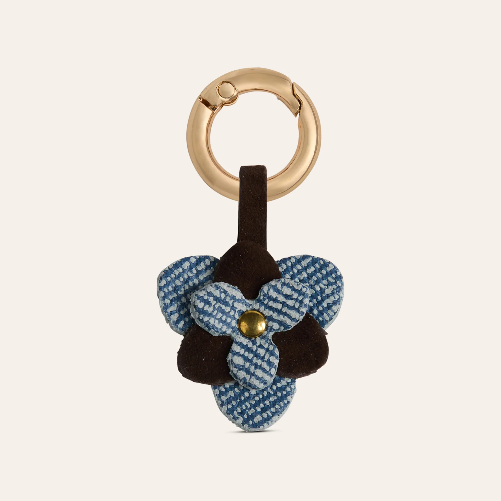 Flower Shoe Charm - Denim/Chocolate Suede