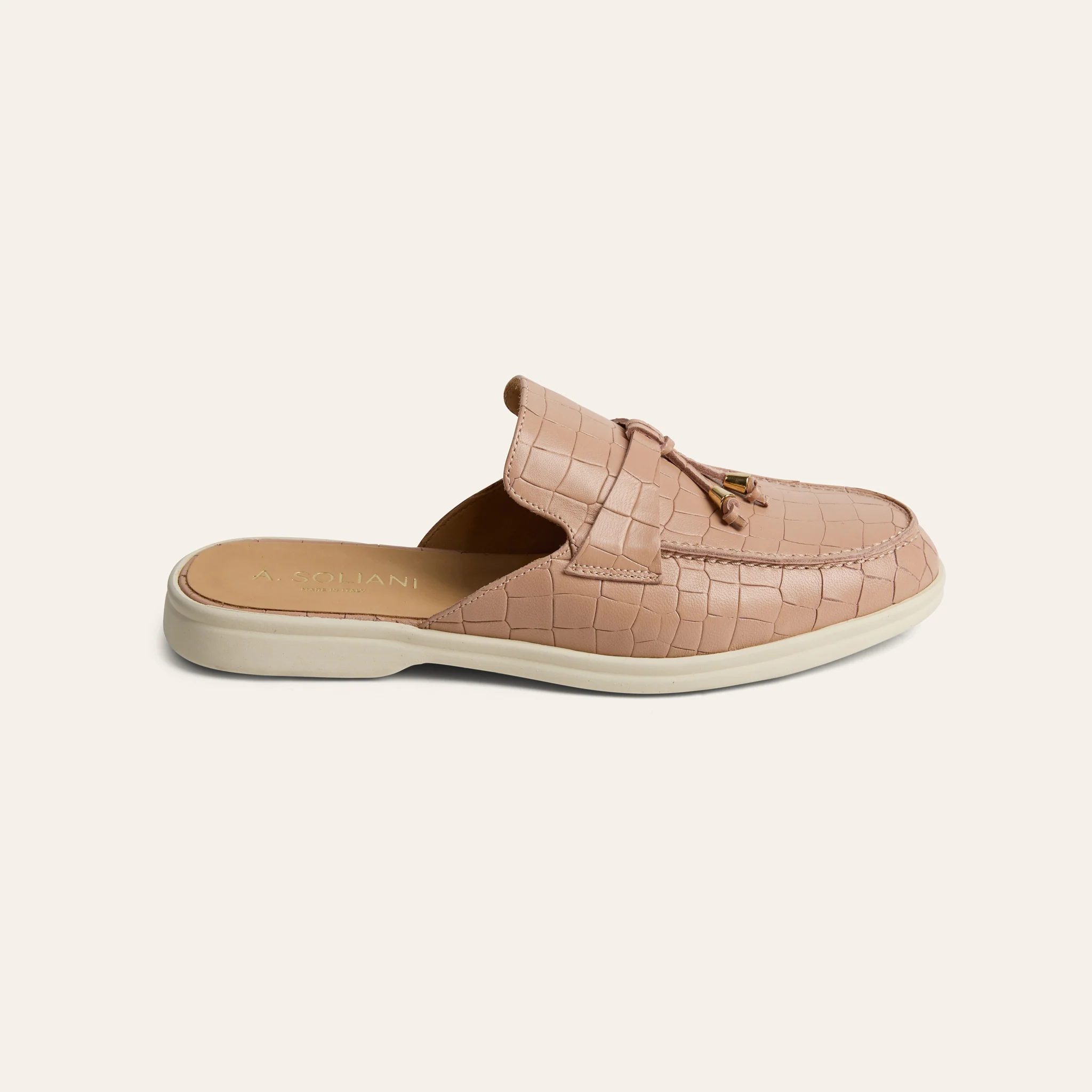 Lisa Slide Sneaker Tassels - Nude Croc - Image 3