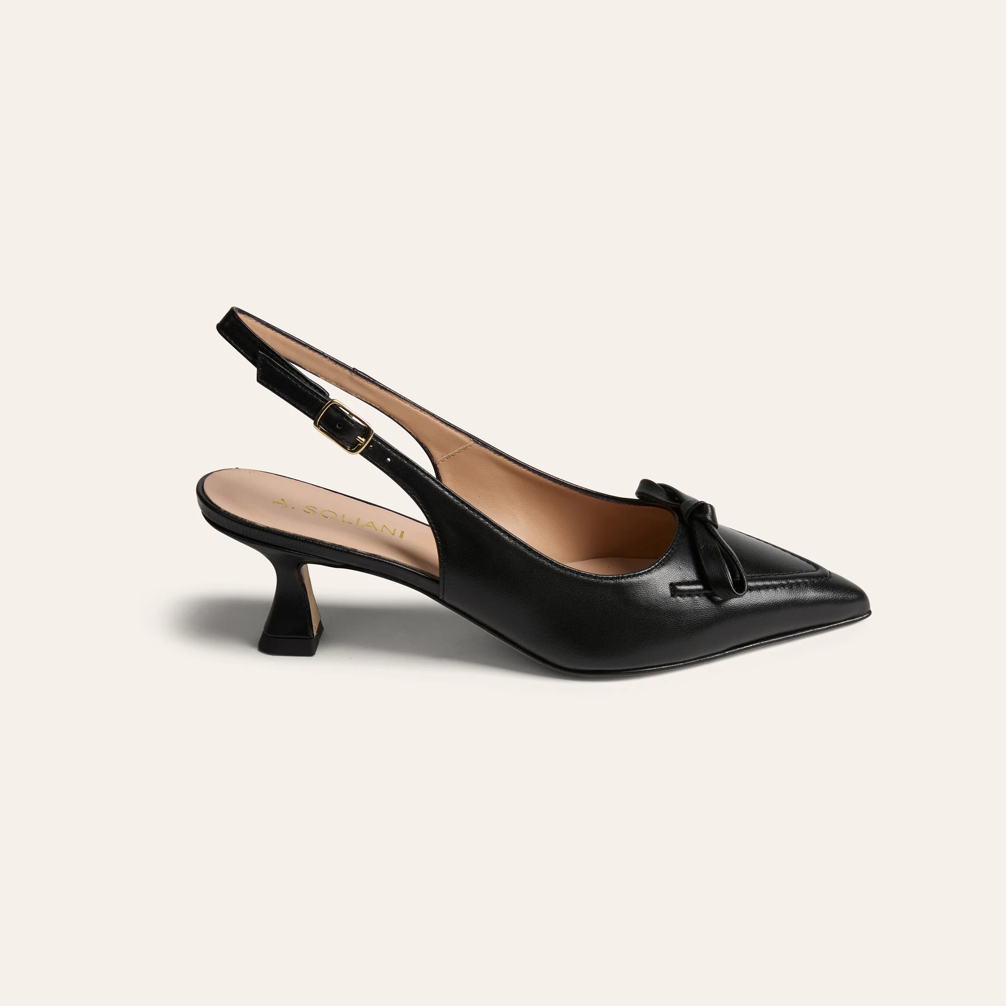 Pescara - Black Leather Kitten Heels - Image 4