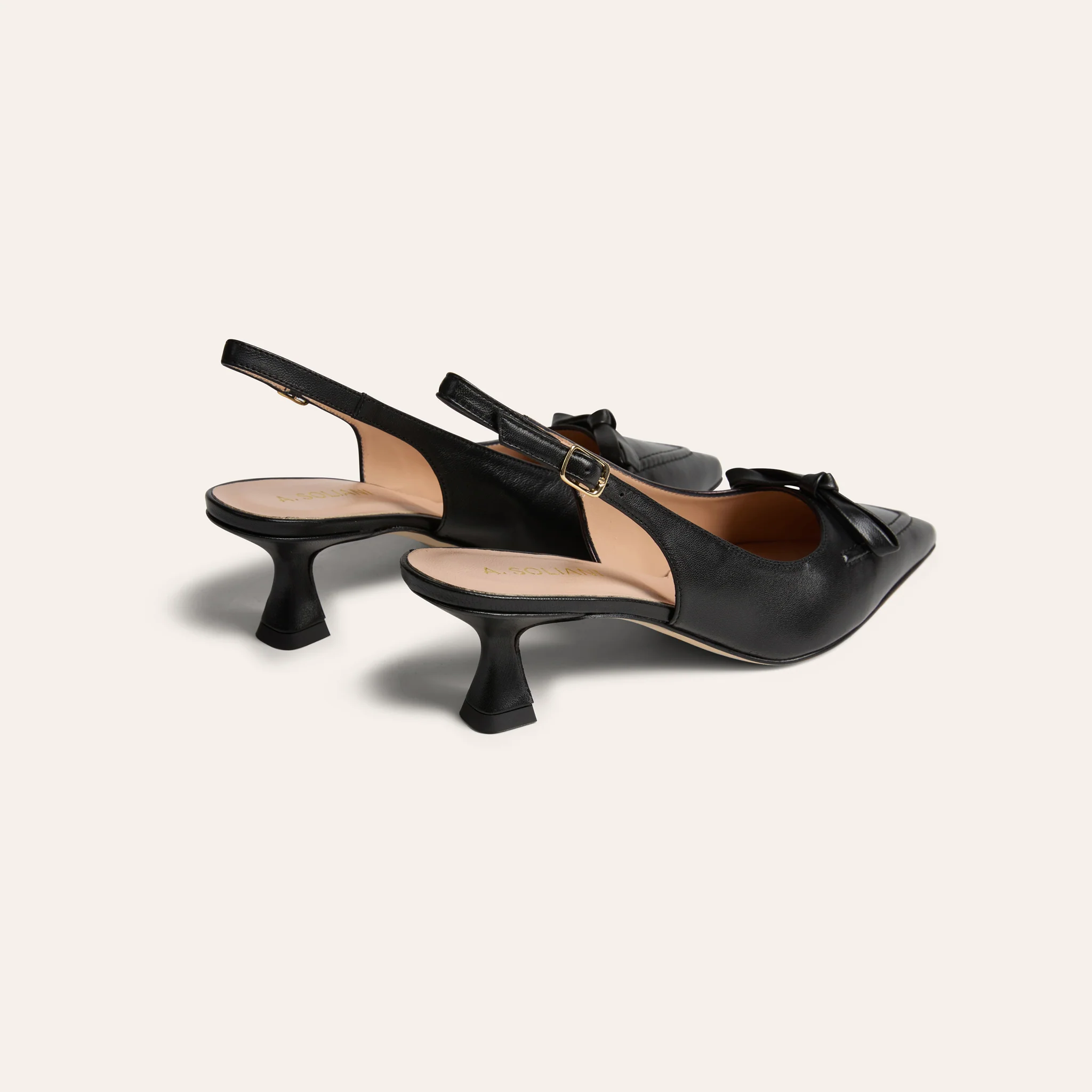 Pescara - Black Leather Kitten Heels - Image 5