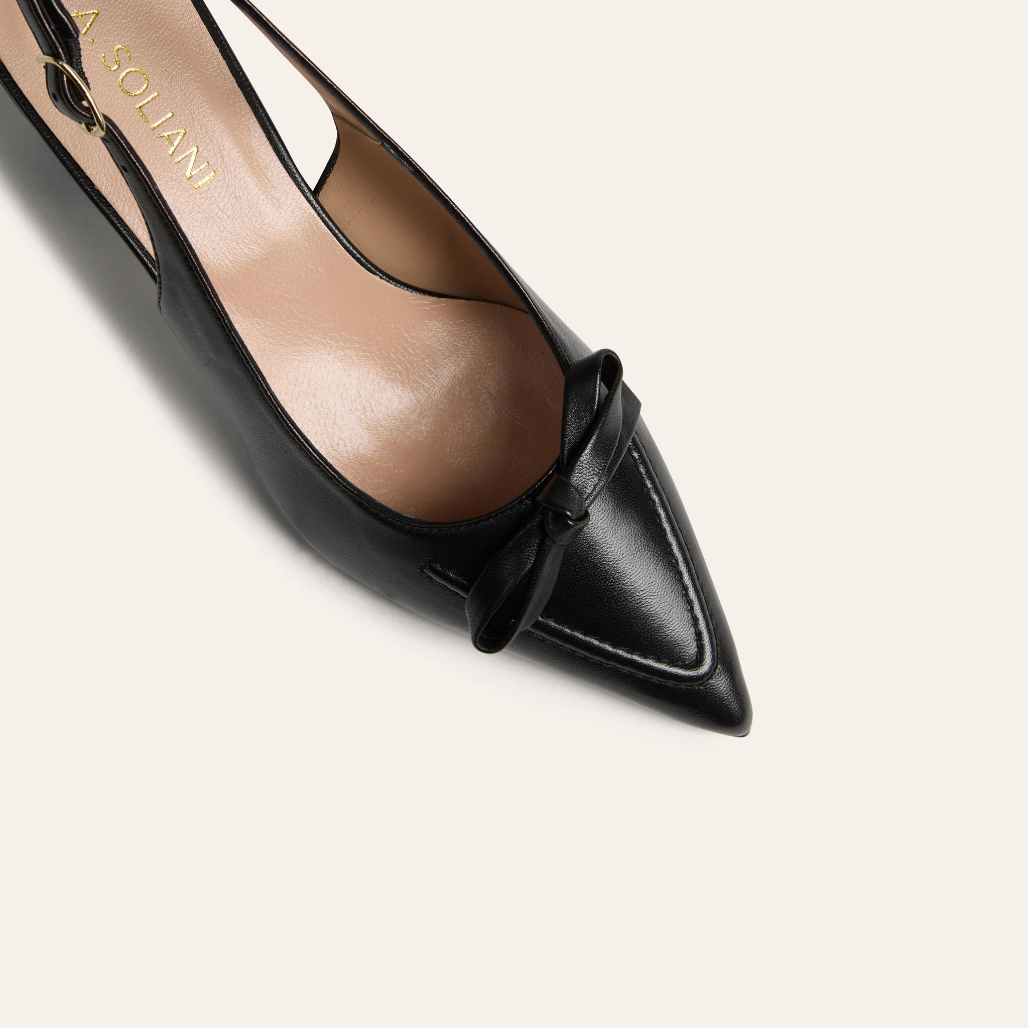 Pescara - Black Leather Kitten Heels - Image 7