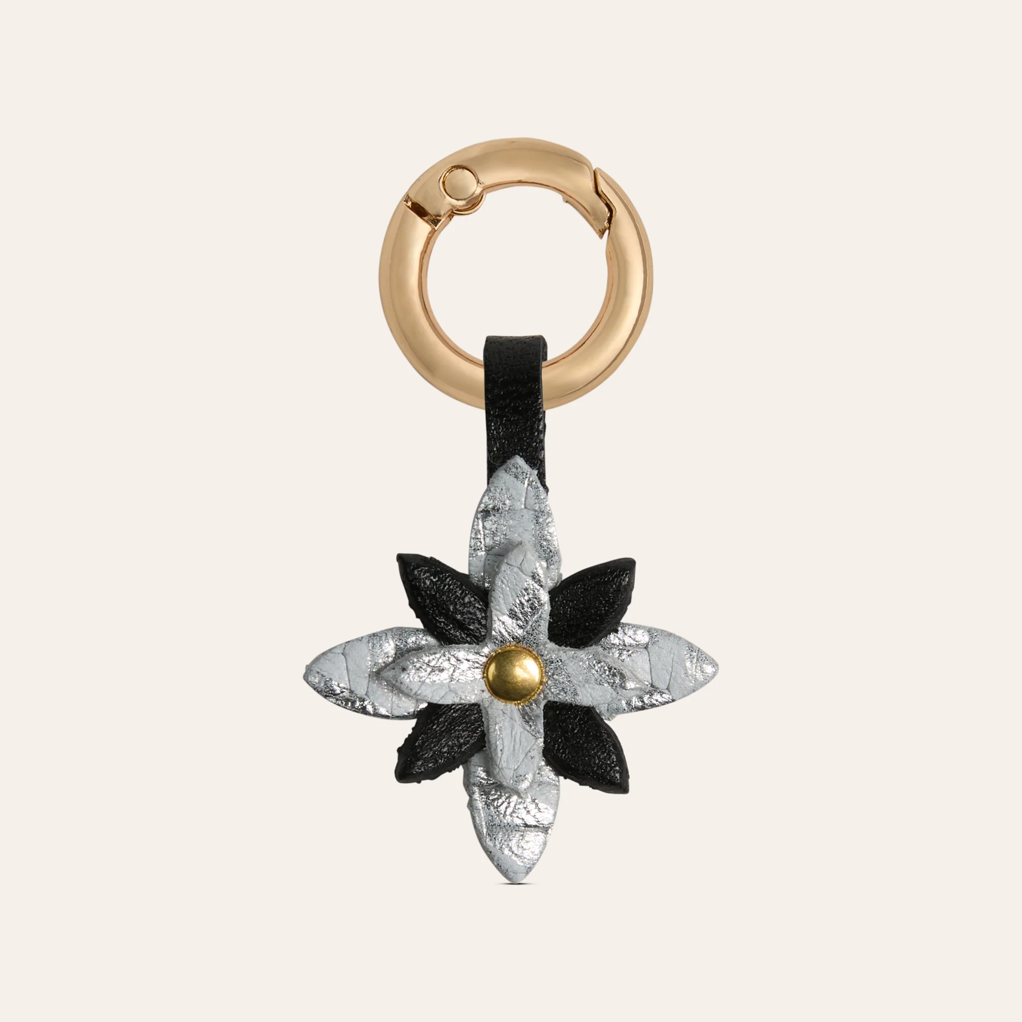 Star Shoe Charm - Silver/Black Leather